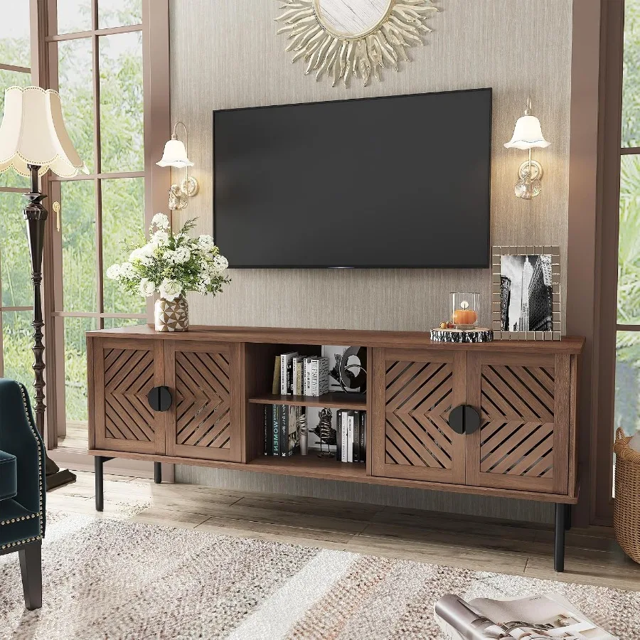 Storage & Organization - ชั้นวางทีวีขนาด 63 นิ้ว สำหรับห้องนั่งเล่น ชั้นวางของเอนเตอร์เทนเมนต์ทำจากไม้สังเคราะห์ พร้อมชั้นวางของ
