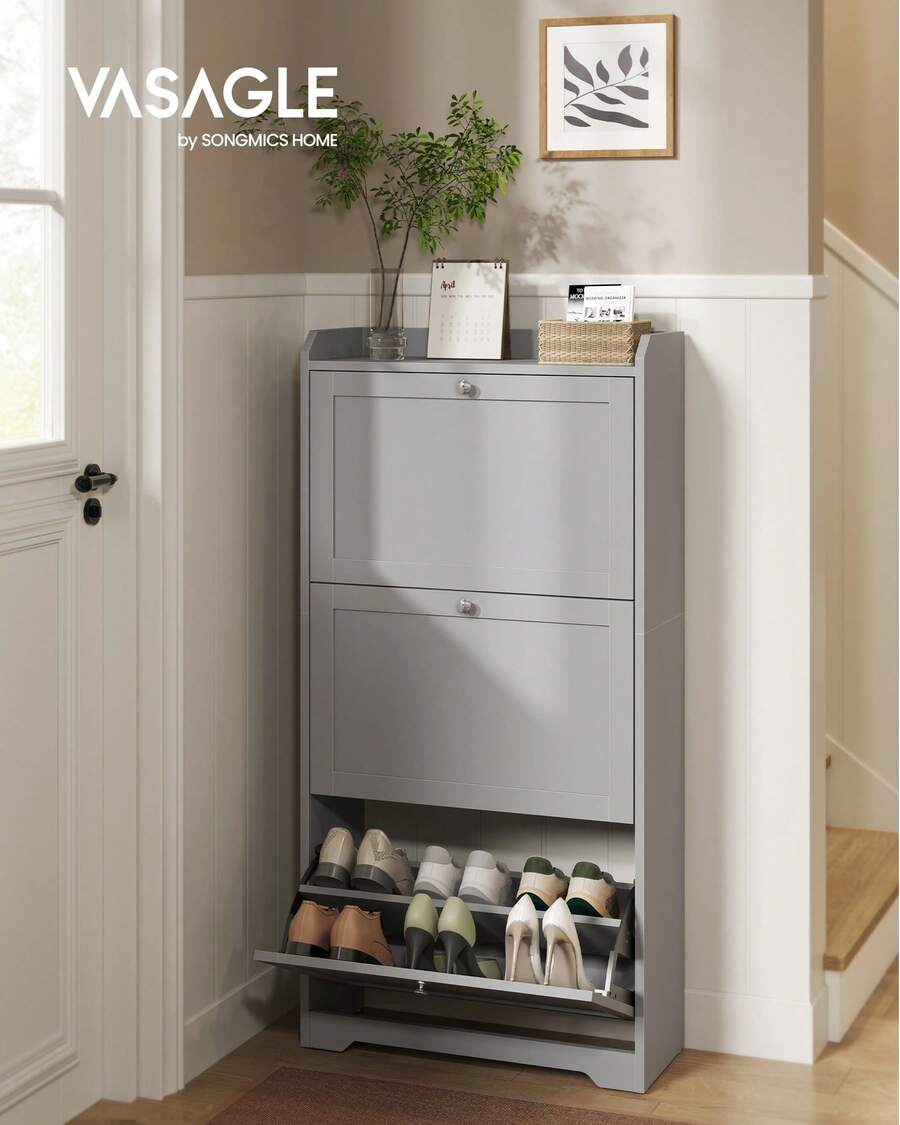 Storage & Organization - ตู้เก็บรองเท้าพร้อมลิ้นชักแบบเปิด-ปิด 3 ชั้น, ตู้เก็บรองเท้า, แผ่นกั้นปรับระดับได้และถอดออกได้, จุรองเท้าได้สูงสุด