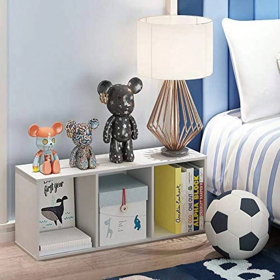 Storage & Organization - ชั้นวางหนังสือแบบเปิด 3 ชั้น ทำจากไม้คอมโพสิตที่แข็งแรงทนทาน เหมาะสำหรับห้องนอน ห้องนั่งเล่น