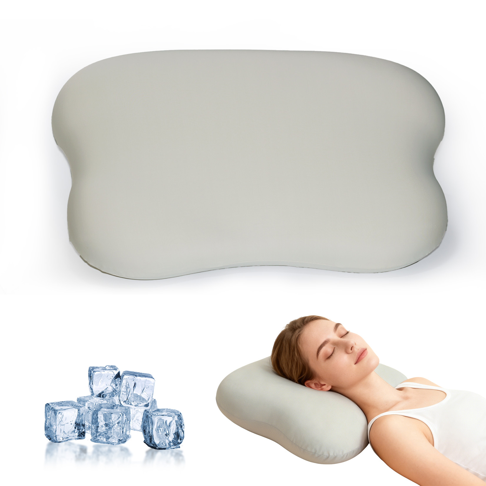 Memory Foam Orthopedic Pillow Neck Pain - หมอนรองคอเพื่อบรรเทาอาการปวดคอและไหล่ หมอนเมมโมรี่โฟมเย็นสบายตามหลักสรีรศาสตร์ หมอนรองรับสรีระสำหรับผู้ที่นอนตะแคง นอนหงาย หรือนอนคว่ำ สีเทา