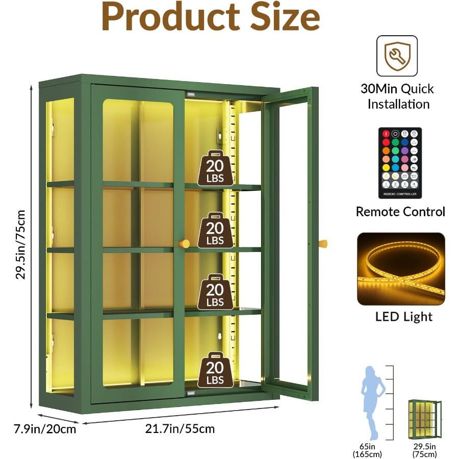 ตู้โชว์ติดผนังโลหะสำหรับใช้ในร - Storage & Organization บทวิจารณ์และราคา