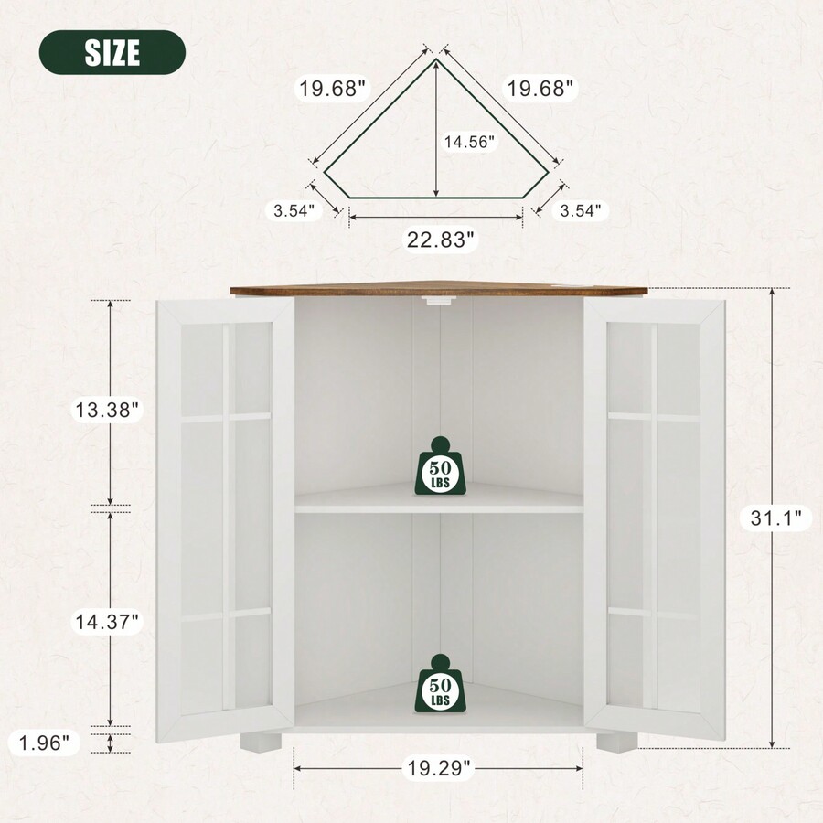 ตู้สไตล์ฟาร์มเฮาส์พร้อมไฟ LED, - Storage & Organization บทวิจารณ์และราคา