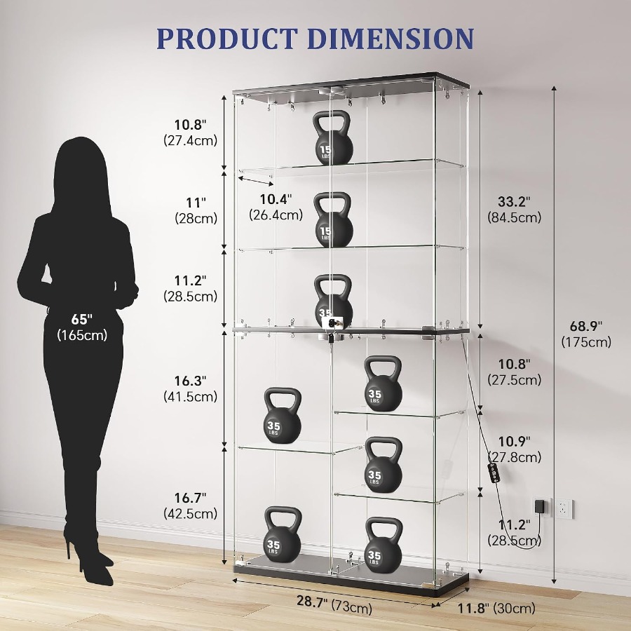 ตู้โชว์กระจกบานเต็มสำหรับของสะ - Lighting บทวิจารณ์และราคา