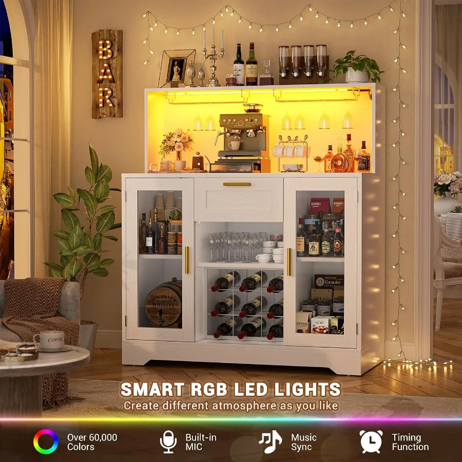 ตู้บาร์กาแฟพร้อมไฟ LED RGB และ - Storage & Organization บทวิจารณ์และราคา